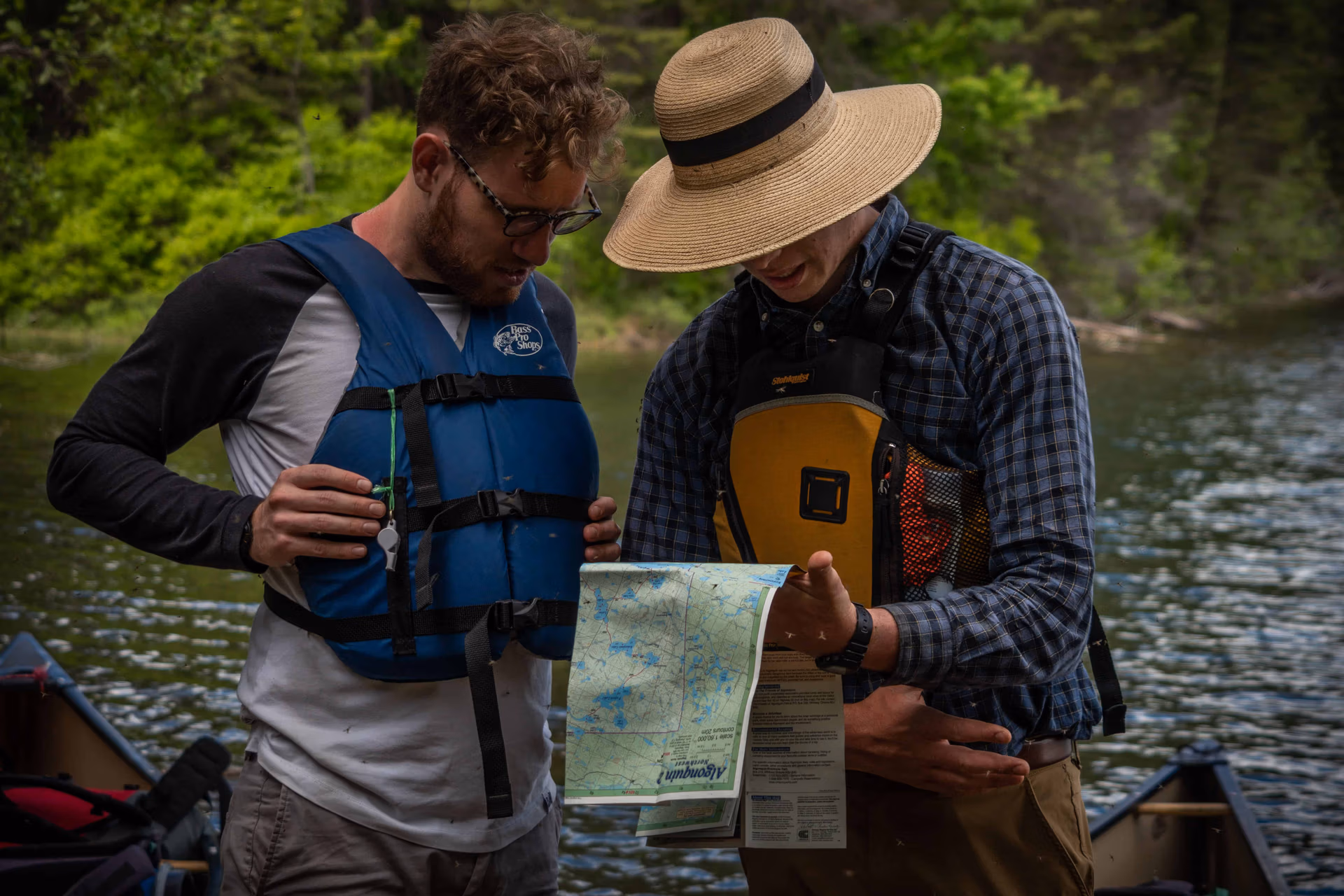 Reading a map in Algonquin backcountry