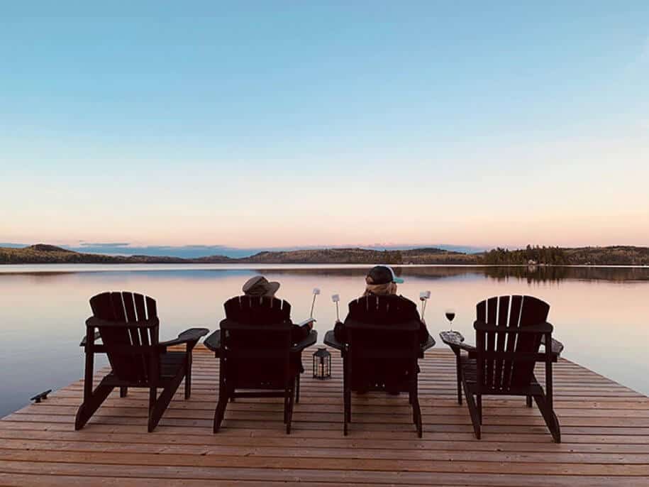 Algonquin cabin watching the sunset from the dock