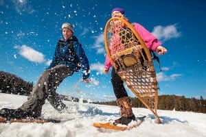 Snowshoeing through a winter landscape at Algonquin