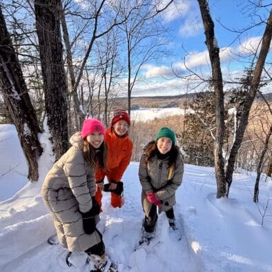 Algonquin ski and snowshoe adventures. Snowshoe look out.