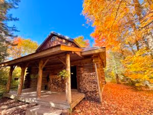 Algonquin Log Cabin in fall